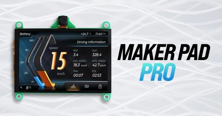 Makerpad Pro土砲3.5吋觸控螢幕，整合微控制器、無線通訊、自拍攝影機