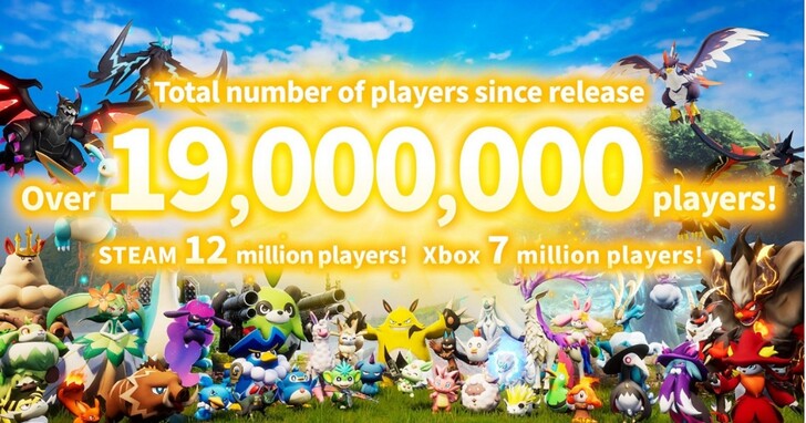 《幻獸帕魯PalWorld》Steam和Xbox玩家數量突破1900萬，「帶槍的寶可夢」人氣與爭議一樣高漲