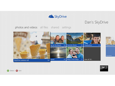 SkyDrive 登上 Xbox 360，透過電視看照片影片、還可用 Kinect 控制