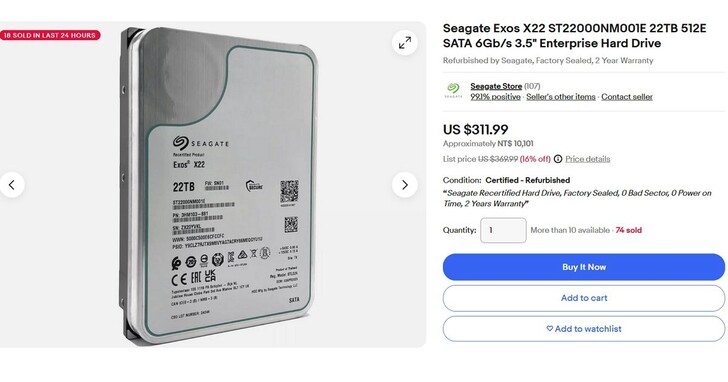 這裡有批硬碟好便宜！希捷官方二手翻新硬碟開賣，22TB價格只要萬元出頭