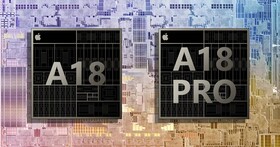 A18、A18 Pro正面和背面截圖對比，結構因GPU不同而不同