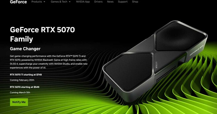 NVIDIA RTX 5070 顯卡官方上市日期延後：晶片供應問題恐影響供貨