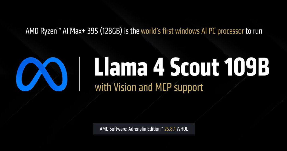AMD更新驅動程式,Ryzen AI Max+ 395處理器於本地執行128B參數大型語言模型