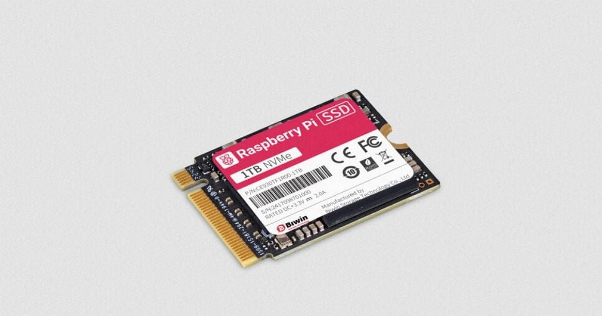 Raspberry Pi 推出 1TB SSD,適合 Pi 5 使用但需額外轉接板