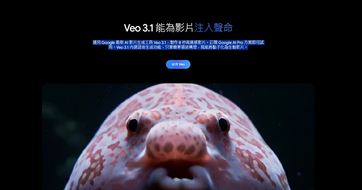 Google 推出 Veo 3.1 影片生成模型:支援產生聲音、可加入或移除畫面物件