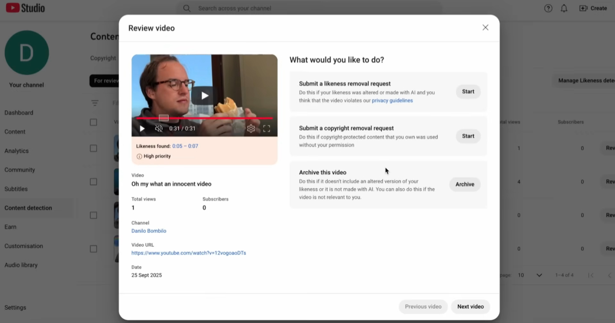 YouTube 推出「AI 肖像偵測」工具,協助打擊 AI 偽造內容