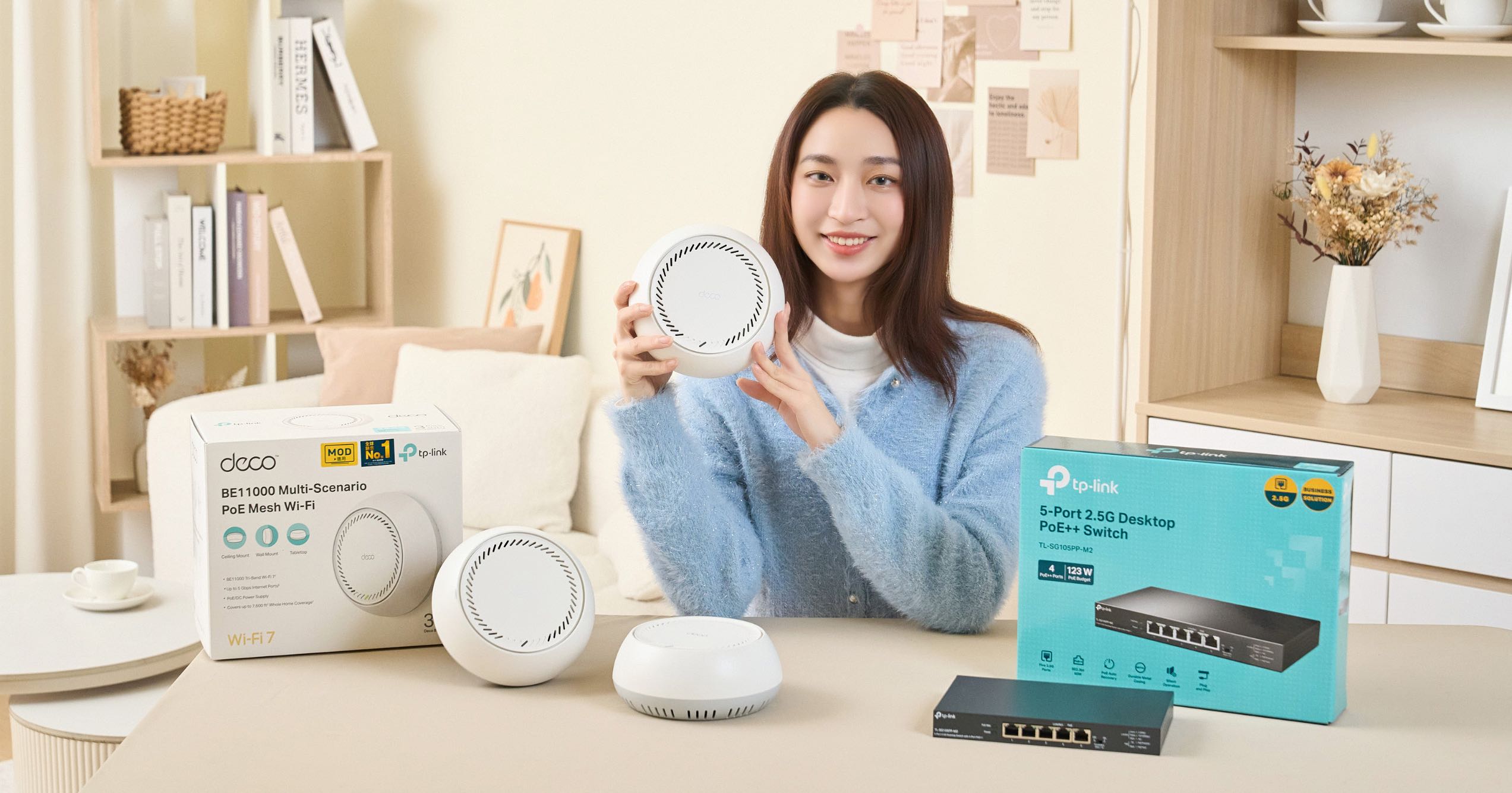 TP-Link 打造質感科技宅！Deco BE65-PoE 兼顧美學與效能，網路線供電簡化佈線，Wi-Fi 7 全屋覆蓋零死角！