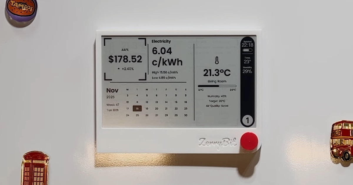 ZerryBit E-ink電子紙資訊顯示器，小紅旋鈕操作更靈活