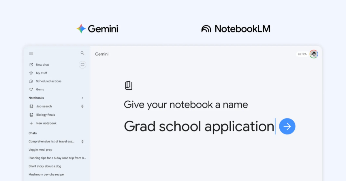 Gemini 推出「筆記本」功能：與 ChatGPT 專案類似，但能整合 NotebookLM