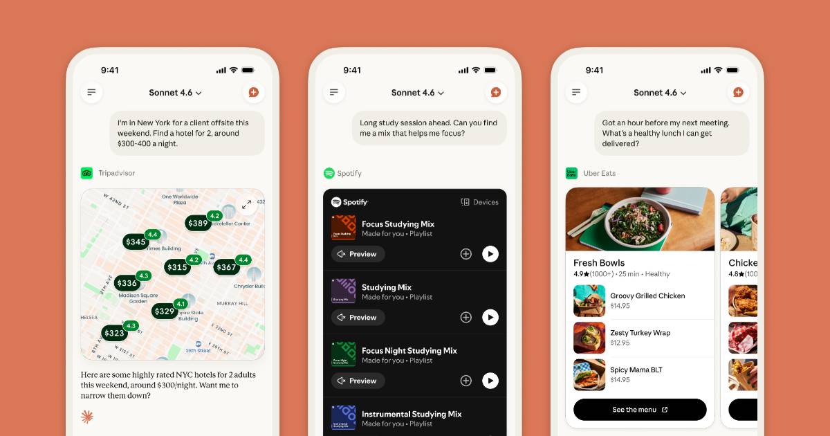 Claude 串接 Uber、Spotify、Booking.com 等生活應用，從對話轉向實務代理