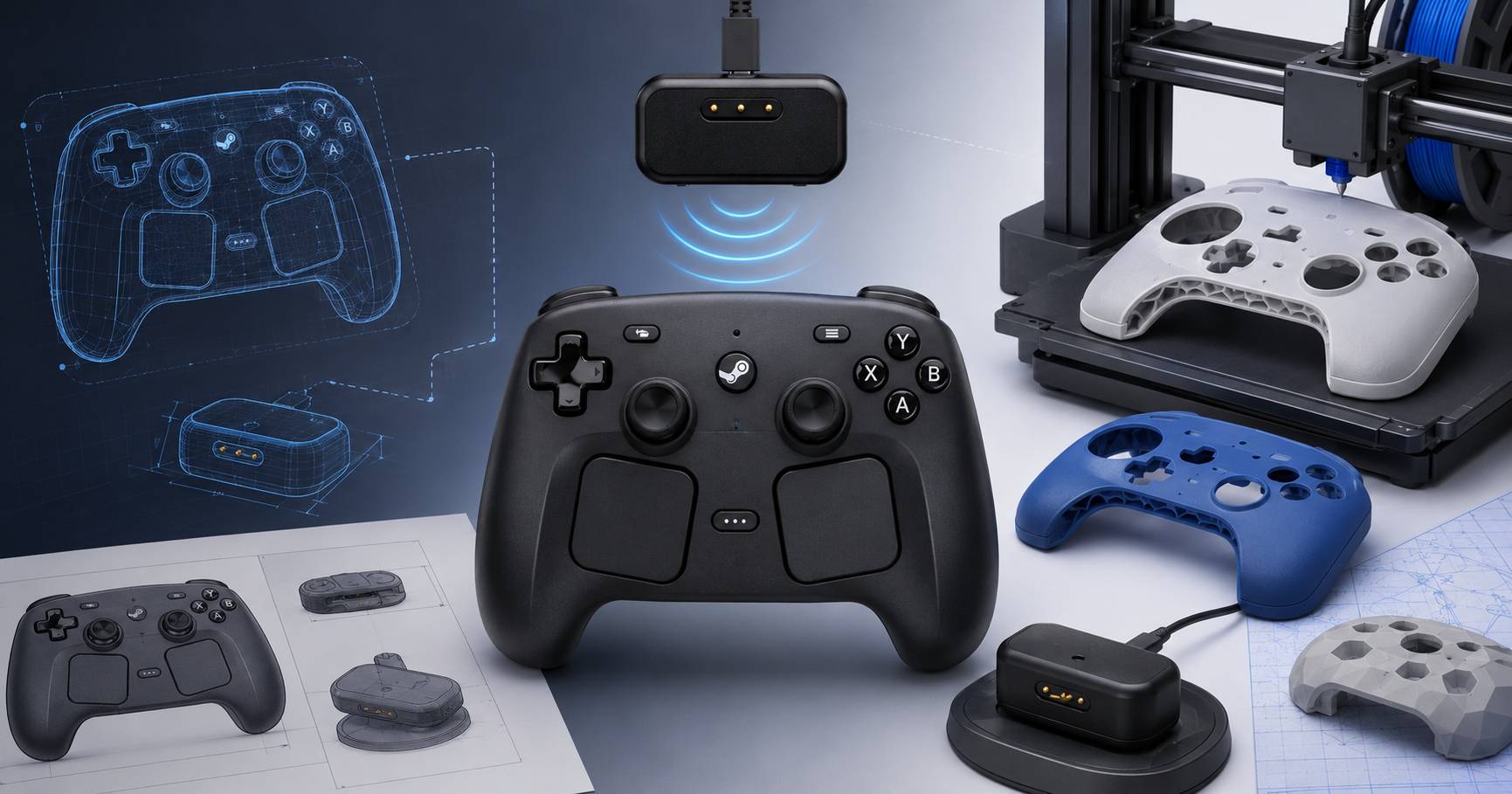 自己的手把自己印！Steam Controller 缺貨不到 48 小時，Valve 免費公開 CAD 檔，玩家可無限魔改