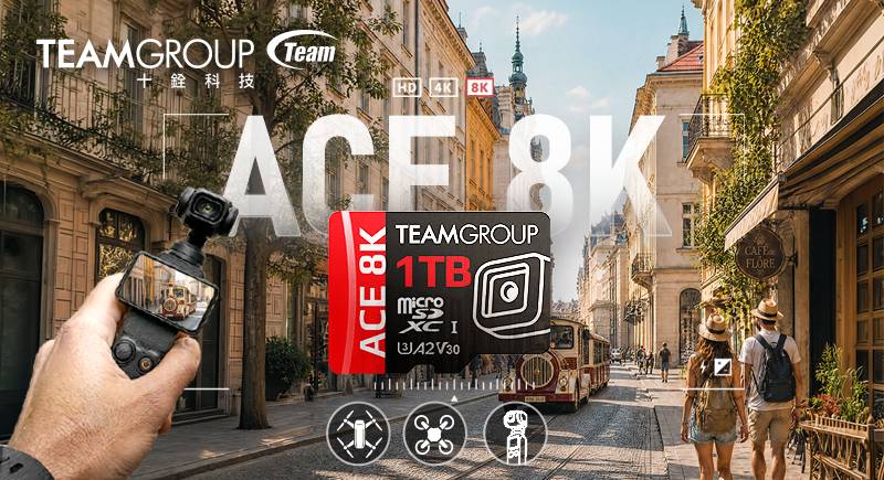 十銓科技 TEAMGROUP ACE 8K MicroSDXC 記憶卡嶄新亮相 靈活搭配新世代攝影裝置 點亮行動影像創作新可能