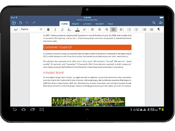 在 Android平板上，開放下載 Word、Excel、PowerPoint APP 了！
