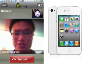 fring 4 iPhone 4：用3G照打視訊連線