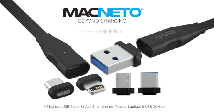 MACNETO磁吸式USB傳輸線不但可換頭，還能讓手機互傳資料