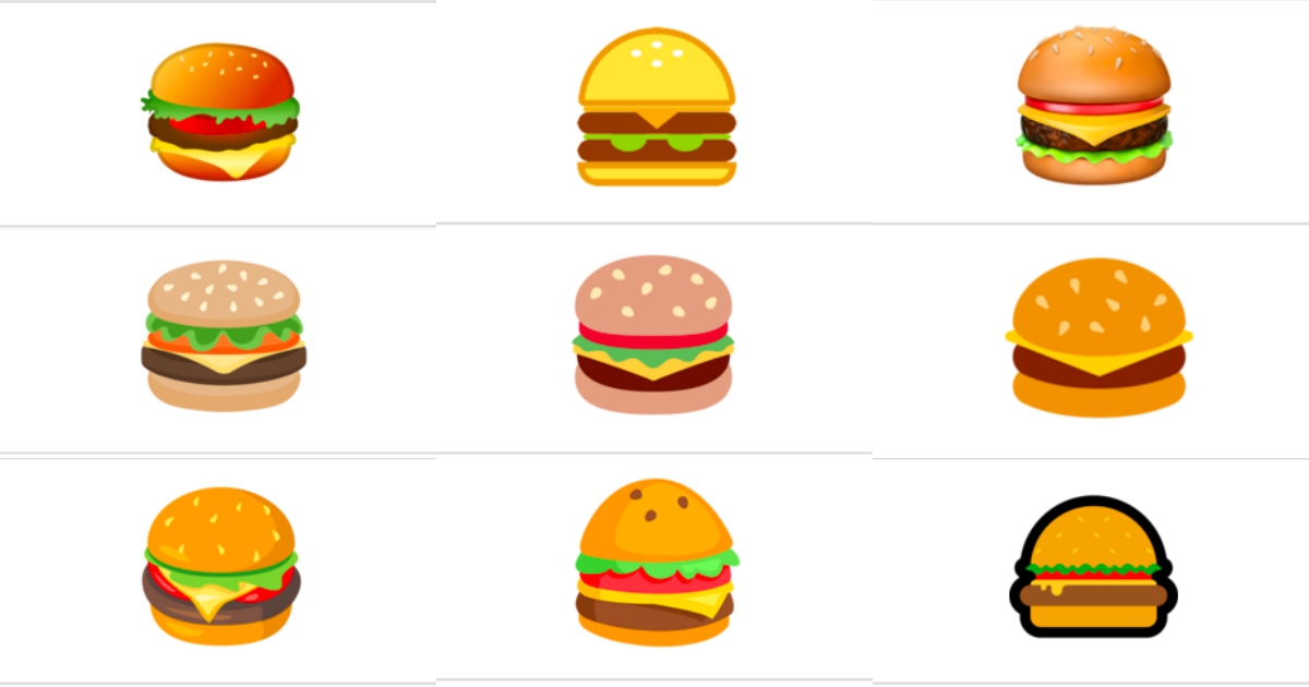 Google、Apple 的漢堡 Emoji 大不同，起司、肉片位置惹爭議；網友：兩者都不對，微軟的版本才對