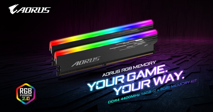 GIGIABYTE推出AORUS DDR4-4400記憶體，RGB炫光不能少