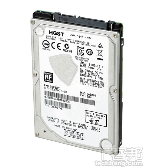 HGST Travelstar 5K1500：9.5mm機身高度身懷1.5TB大容量| T客邦