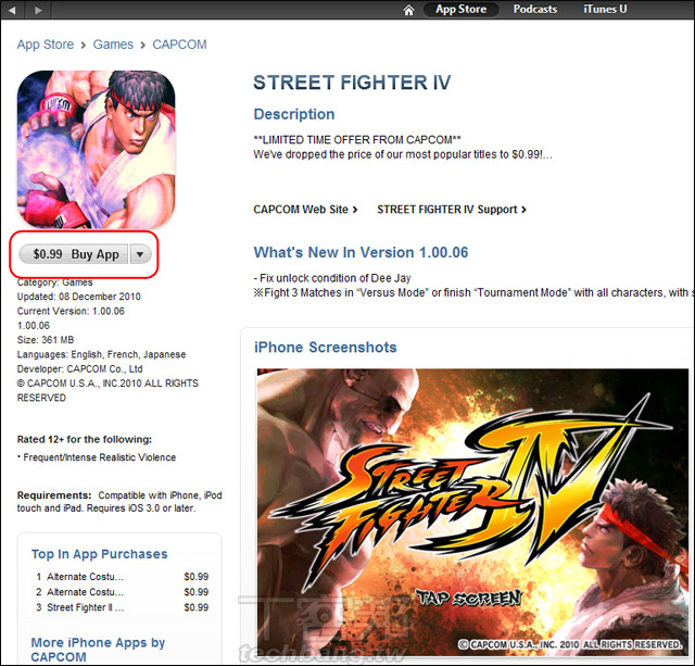 CAPCOM 限時破盤下殺，STREET FIGHTER IV 只要 0.99 美金！