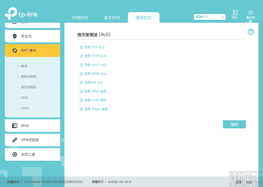 NAT 導向分頁如其名,可以在這裡找到 NAT 轉換相關功能選項