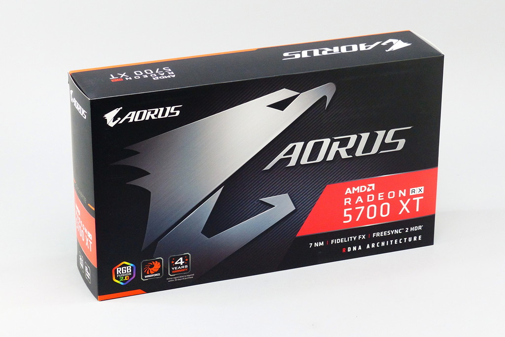 GIGABYTE AORUS Radeon RX 5700 XT 8G 為自家 Radeon RX 5700 XT 最高版本，以 AORUS 電競品牌名義推出。