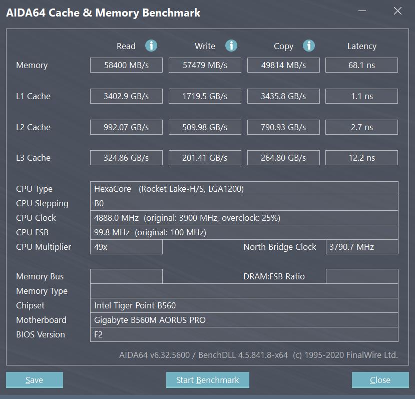  AIDA64 記憶體頻寬成績。