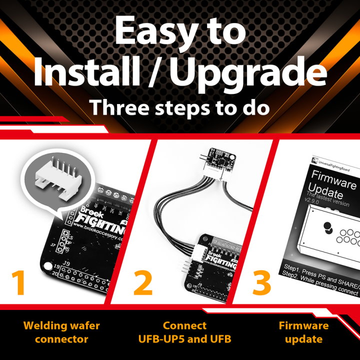 Players only need to connect UFB-UP5 and UFB fighting machine board through the attached cable, and upgrade the firmware to use.