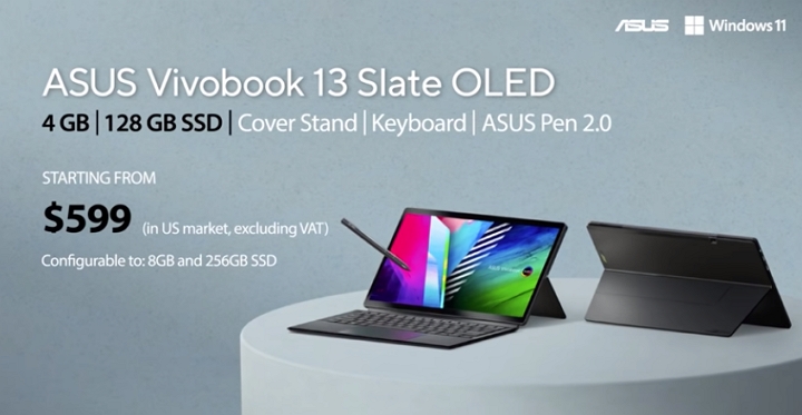 ASUS Vivobook 13 Slate OLED 筆電推出，Windows 11 二合一設計、售價