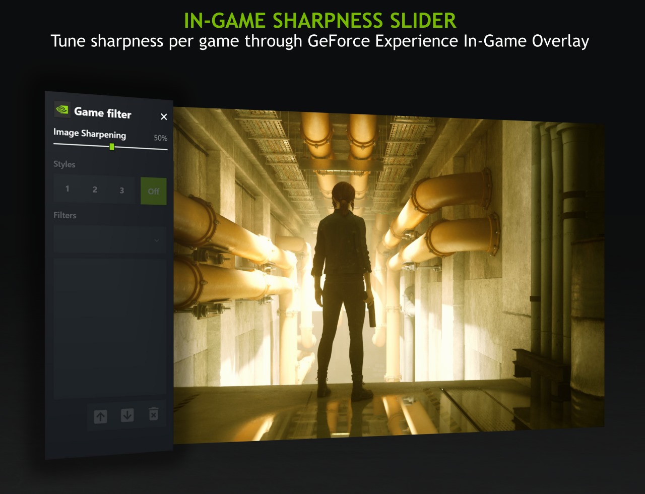 GeForce Experience的遊戲覆蓋選單（In-game Overlay）能夠針對每個遊戲調整並儲定值。