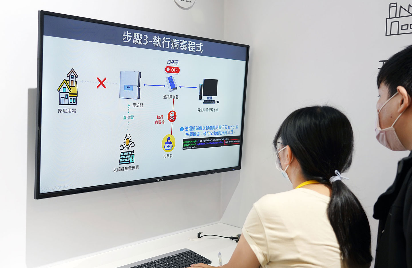 第四關是設置在「智慧綠能資安示範場域」的自有發電廠，答案就隱藏在本區展示的資安防護技術裡面。關主引導參加者實際執行病毒程式，體驗駭客攻擊對智慧電網產生什麼影響。