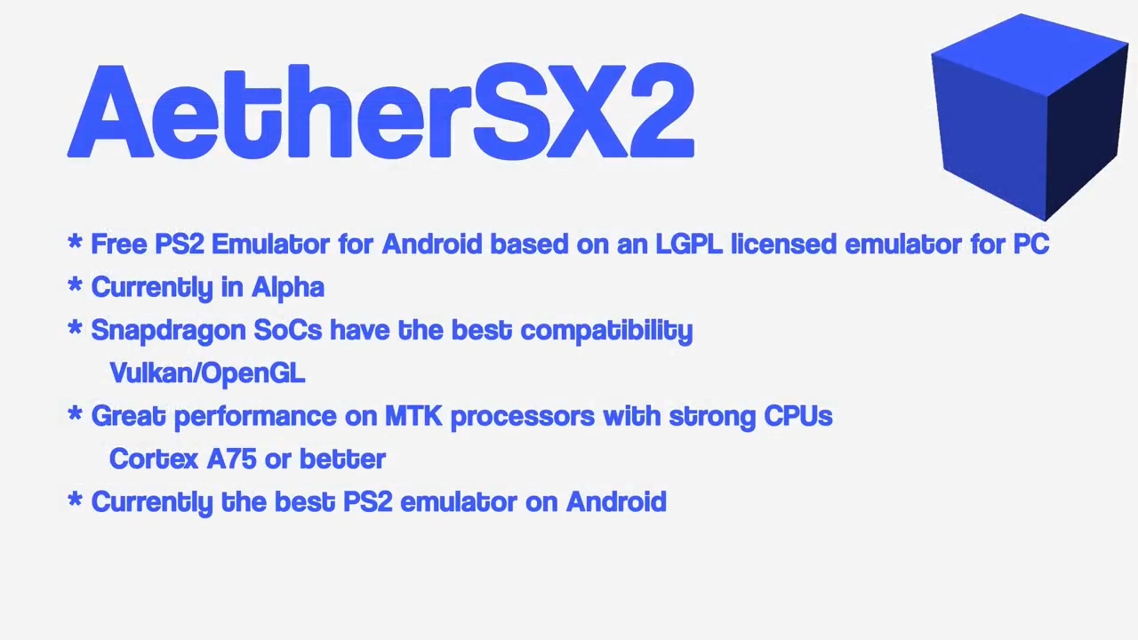 AetherSX2是款能在Android裝置執行PlayStation 2遊戲的模擬器。（圖片來源：Taki Udon頻道。標題圖與下同。）