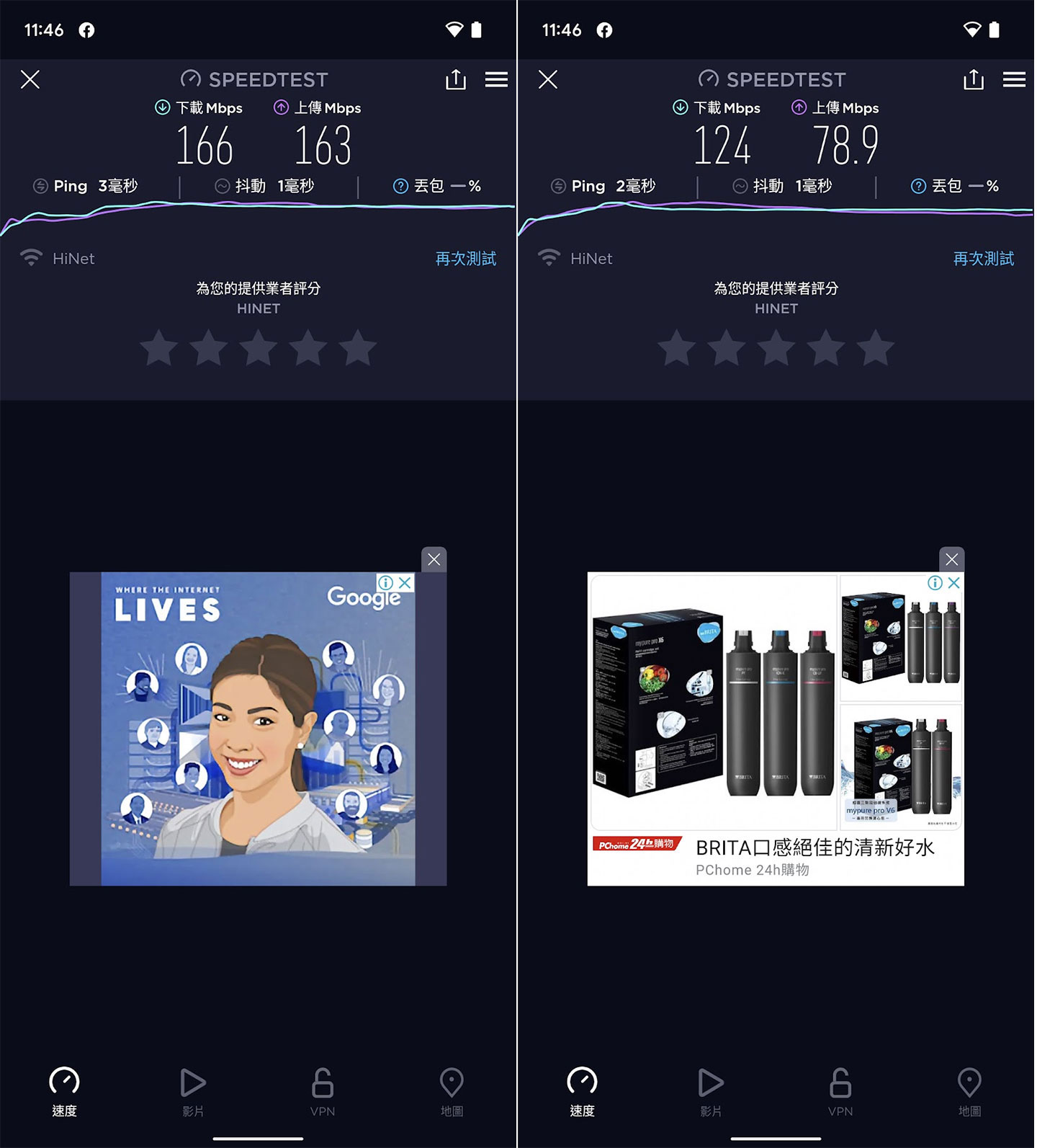 實測 CD 點的網速，同樣為跨樓層的無線串接，速度相較折損較多，不過整體來說仍舊是相當理想的速度。