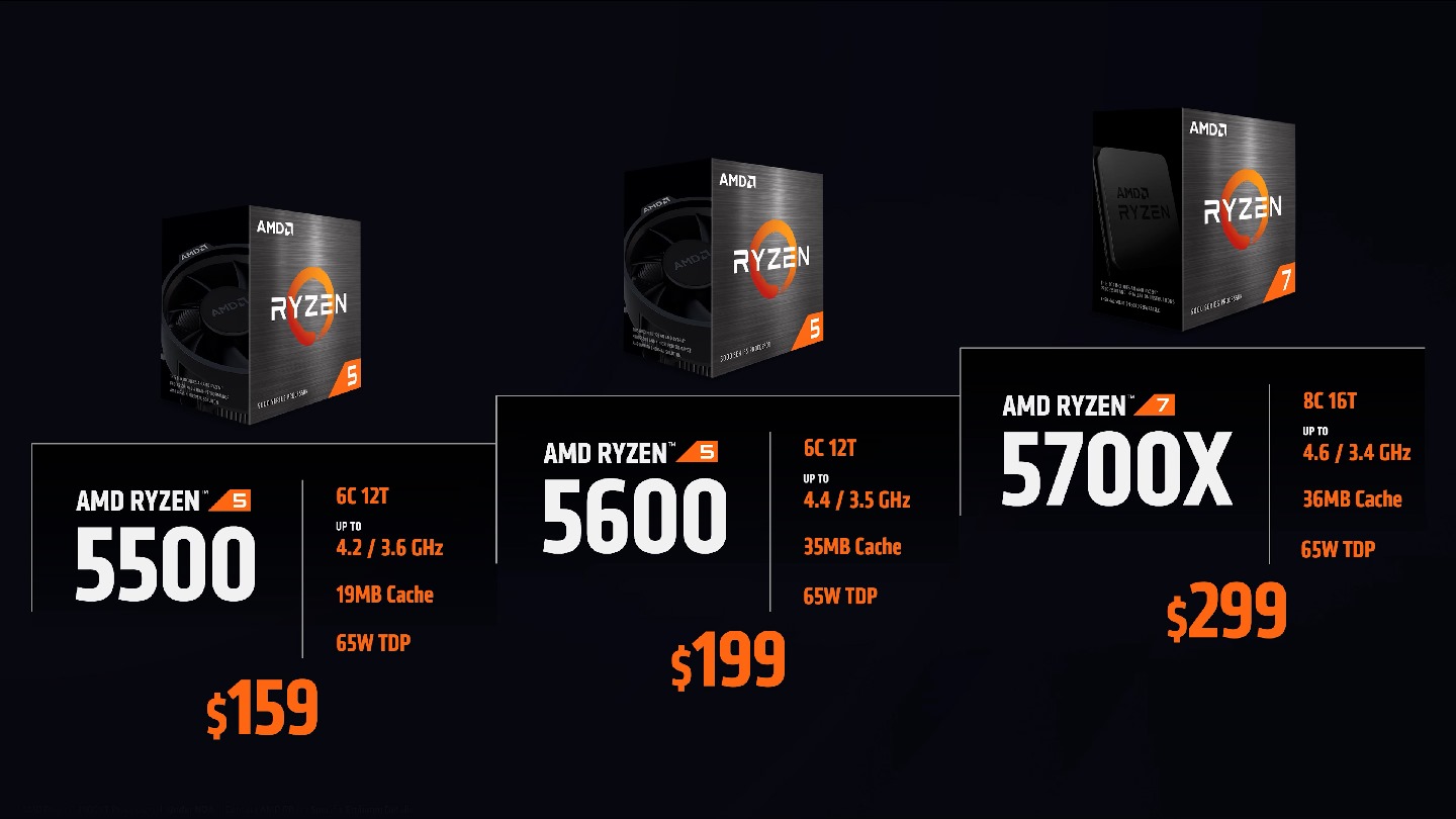 The three Ryzen 5000 series processors use the Zen 3 architecture, which is relatively more competitive.