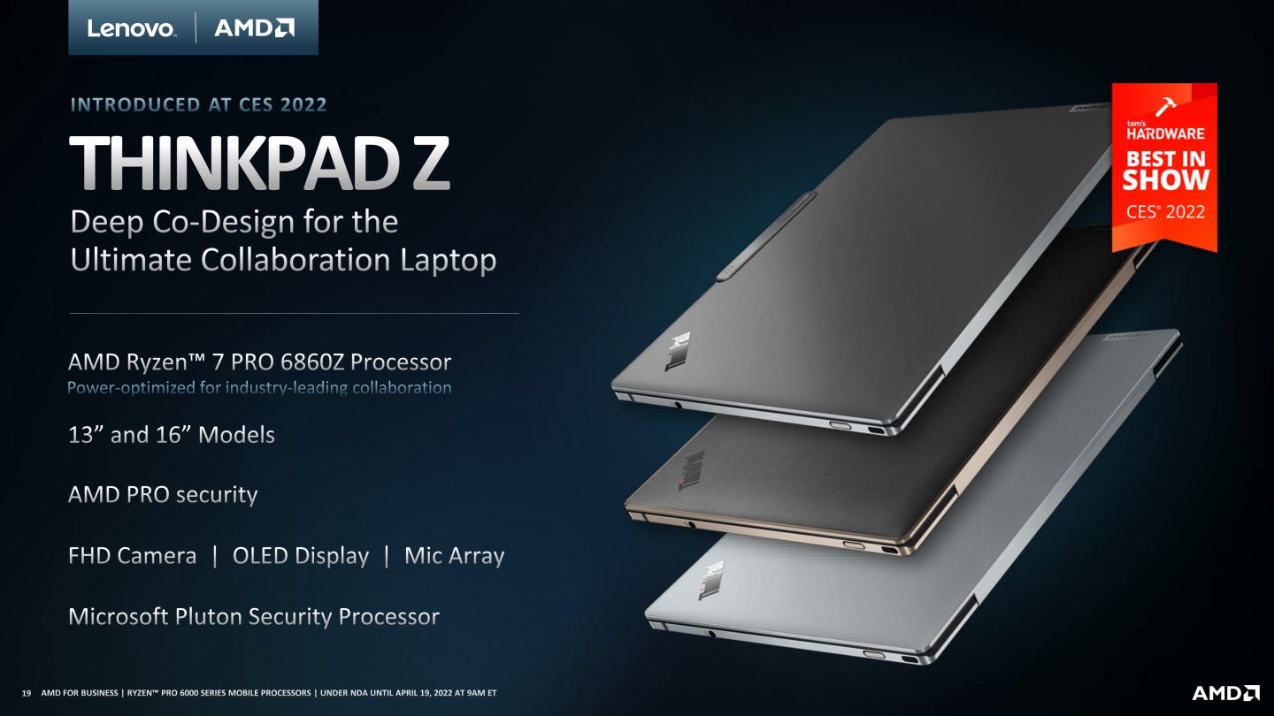 AMD與Lenovo共同開發ThinkPad Z系列記型電腦，並具有13、16吋尺寸選擇。