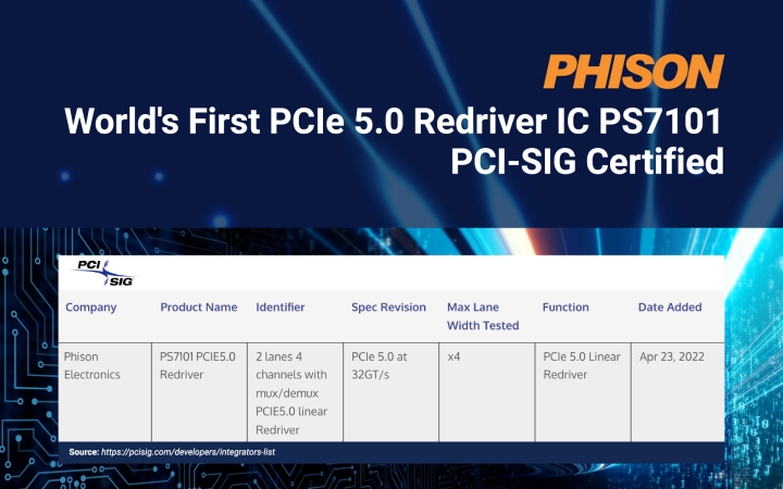 群聯推出全球首款 PCI-SIG 認 PCIe 5.0 Redriver IC，解決高速訊號傳輸相容性問題