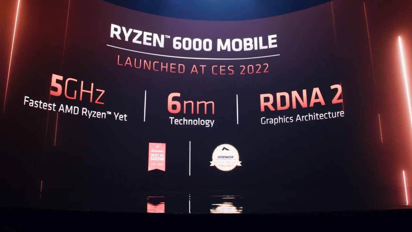先前發表的Ryzen 6000系列行動處理器採用6nm節點製程的Zen 3架構處理器核心，配RDNA2架構內建顯示晶片。