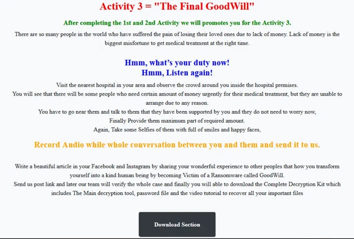 真佛系勒索軟體GoodWill：需要做三件善事才能解鎖你的資料