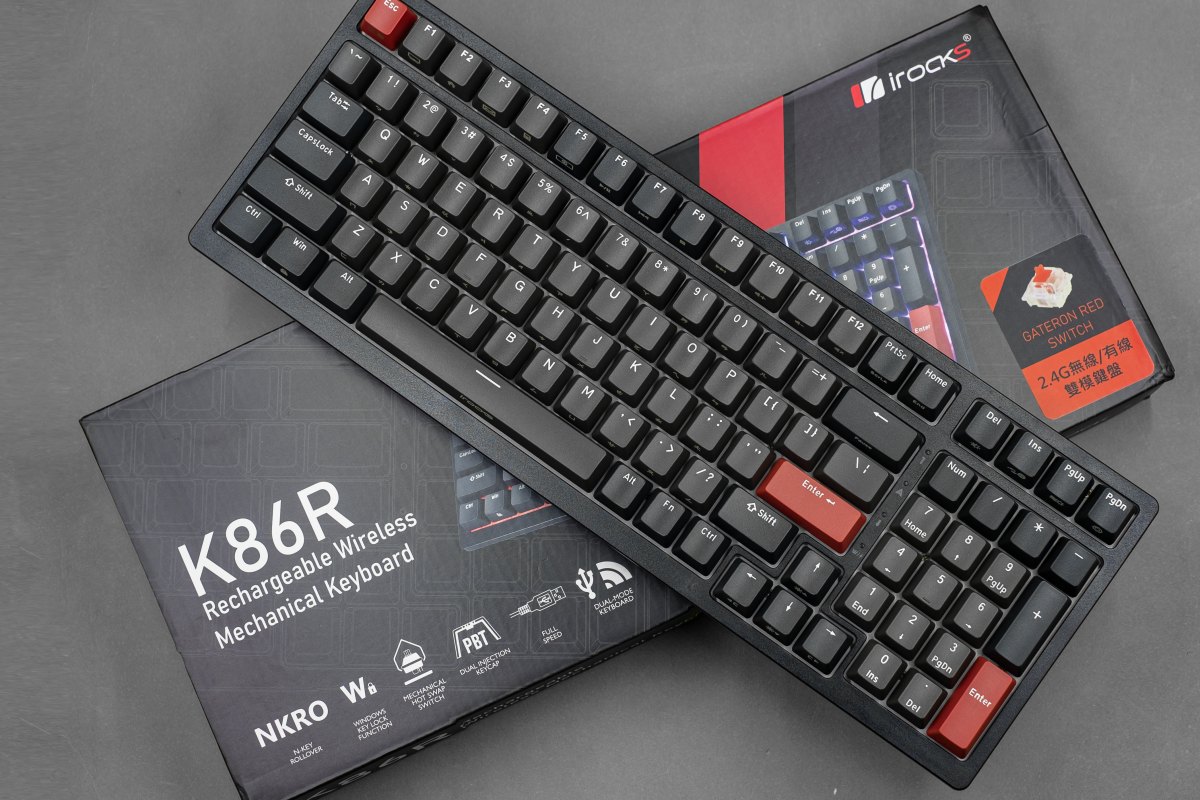iRocks K86R 雙模 RGB 機械式鍵盤，熱插拔鍵軸隨時換！