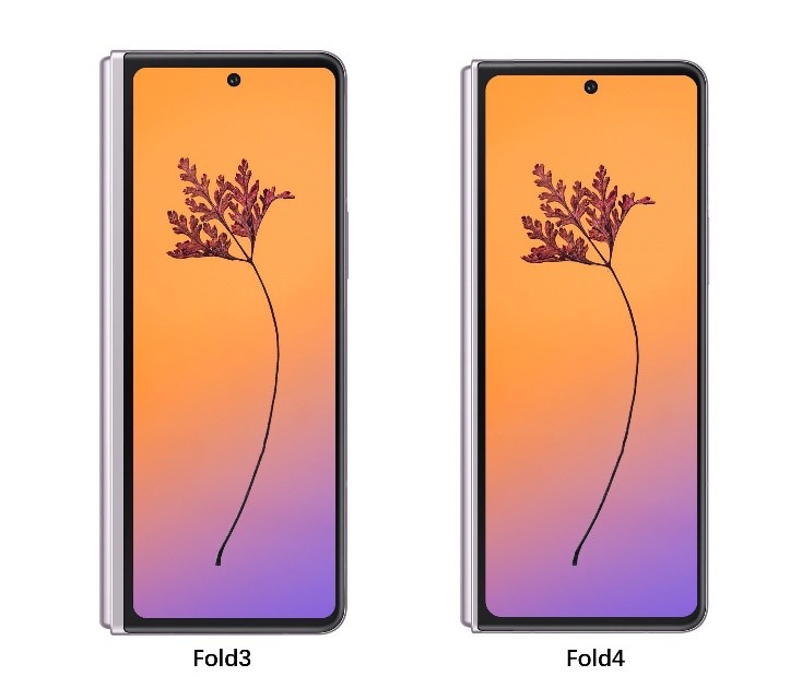 外媒 Sammobile 公佈的 Galaxy Z Fold3 與 Z Fold4 封面螢幕比例差異的比較圖。