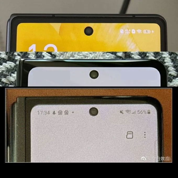 外媒 Sammobile 公佈 Galaxy Z Fold4 封面螢幕邊框（圖）與其他兩款市售競品的差異。