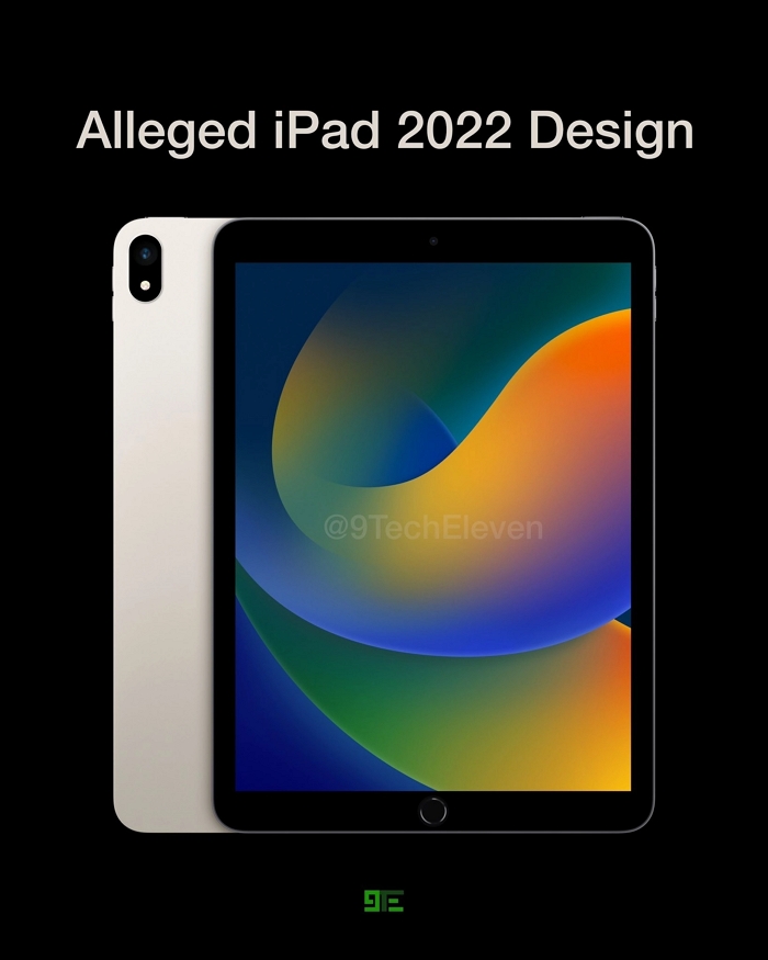 iPad 10外觀圖出爐，蘋果最後的實體Home鍵平板