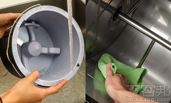 針對獨立機型廚餘機，在每次使用完畢後可直接取內桶以性洗劑和清水清潔，而生物分解機型則可以濕布擦處理槽內部。
