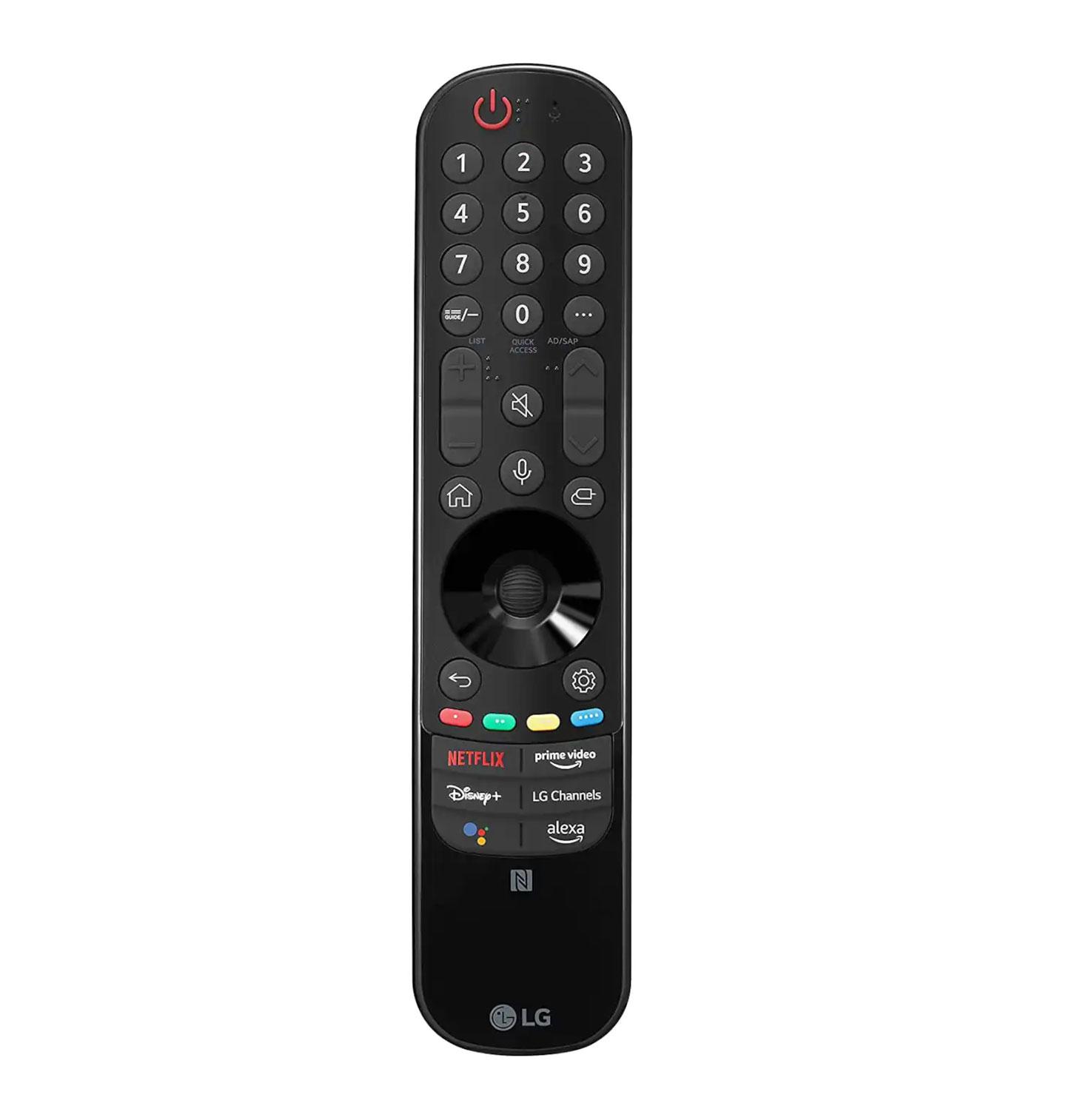 LG OLED evo G2 零間隙藝廊系列配備的智慧滑鼠遙控器，配上 webOS 作系統可以更直覺地執行各項操控，快速找到想要的功能。外這組智慧滑鼠遙控器也整合了智慧語音功能，可透過語音搜尋想看的影音內容、或利用語音控制 IOT 物聯網家電裝置。