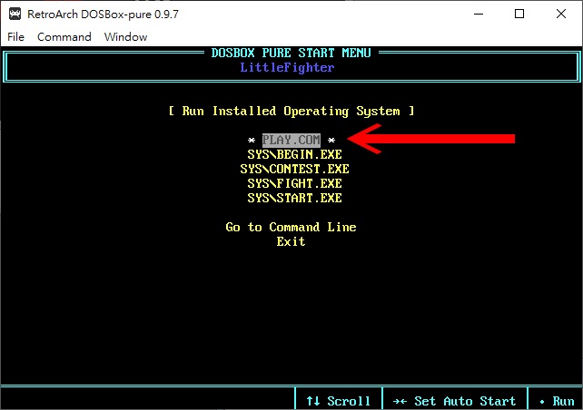 At this time, you will enter DOSBox Pure, open the compressed file and list all executable files, and select the main program 