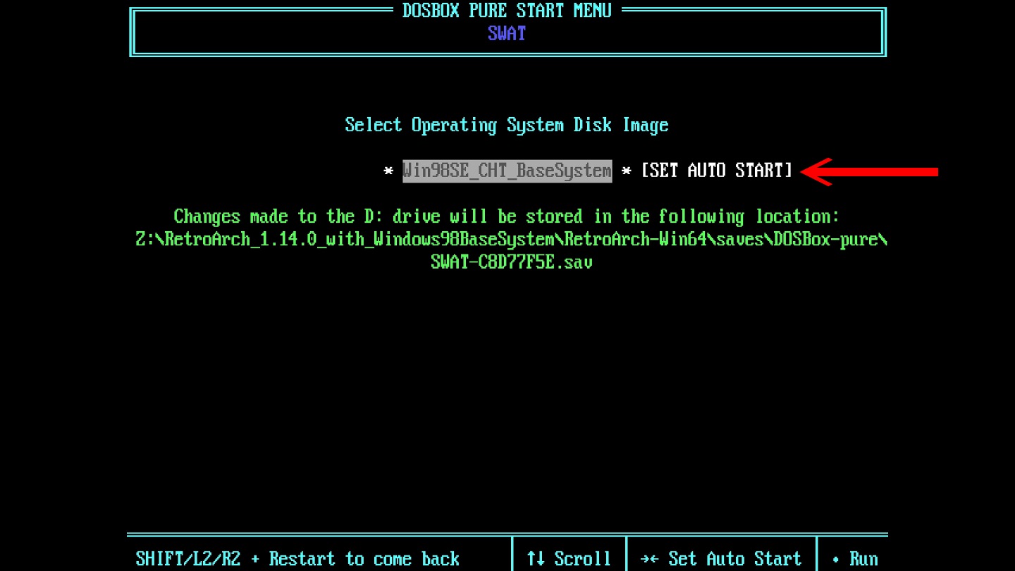 接下來照常流程選擇並開啟遊戲檔案，並在啟動選單選擇「Run Installed Operating System」，然後選擇作系統後，按下右鍵將其指定為「Set Auto Start」。