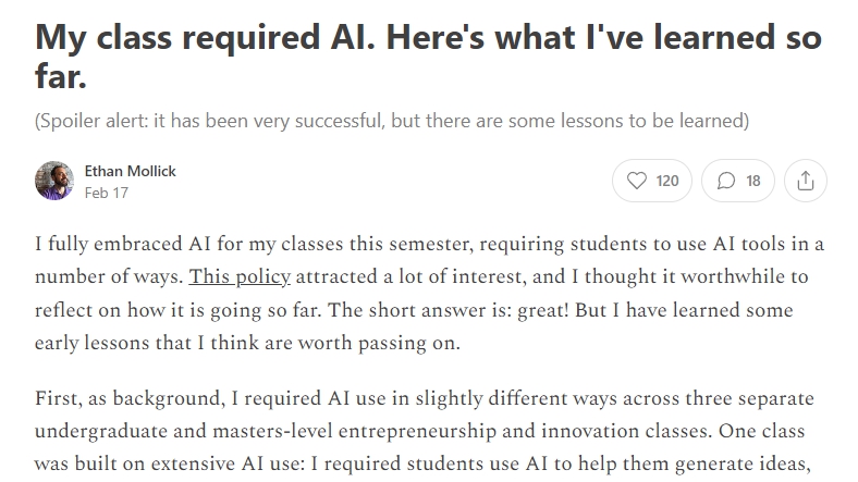 反其道而行！華頓商院教授要生用ChatGPT寫作：「上我的課就要用AI。」