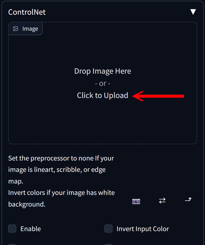 先點擊「Click to upload」，選擇想要輸入做為姿勢參加的圖片。