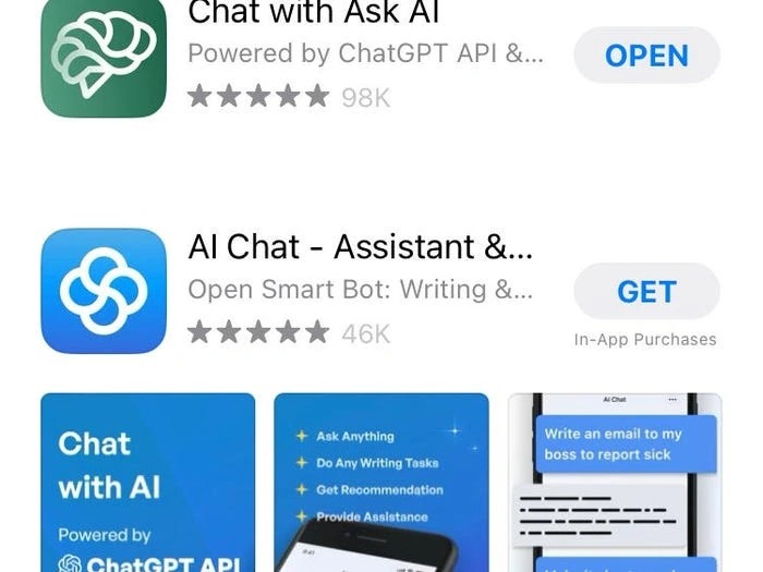 ChatGPT 官方APP在 App Store 上架後，發現自己慘山寨APP「圍剿」