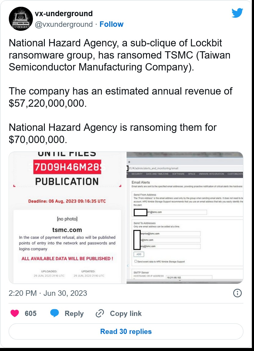 駭客LockBit勒索攻擊「TSMC」要求7000萬美元，台積電回應：駭客搞錯對象了| T客邦