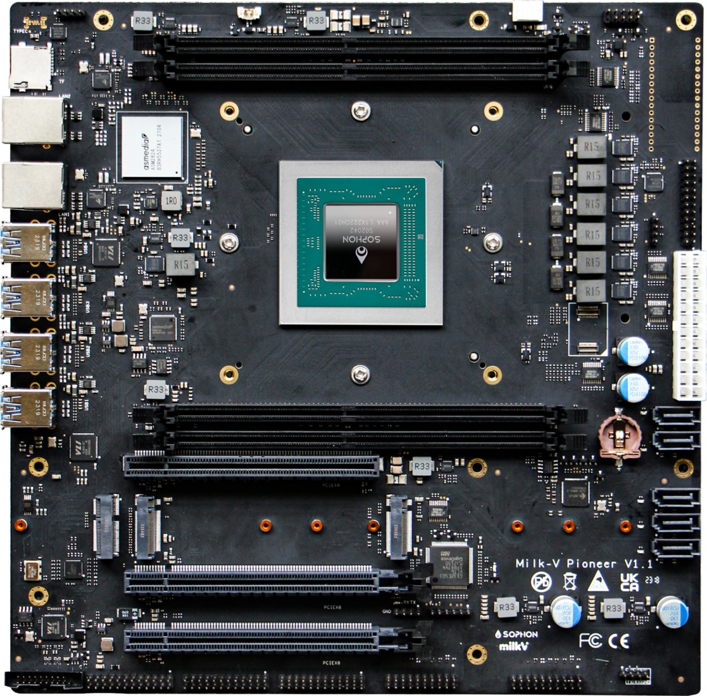 Milk-V Pioneer是整合64核心RISC-V架構處理器的Micro ATX主機板。